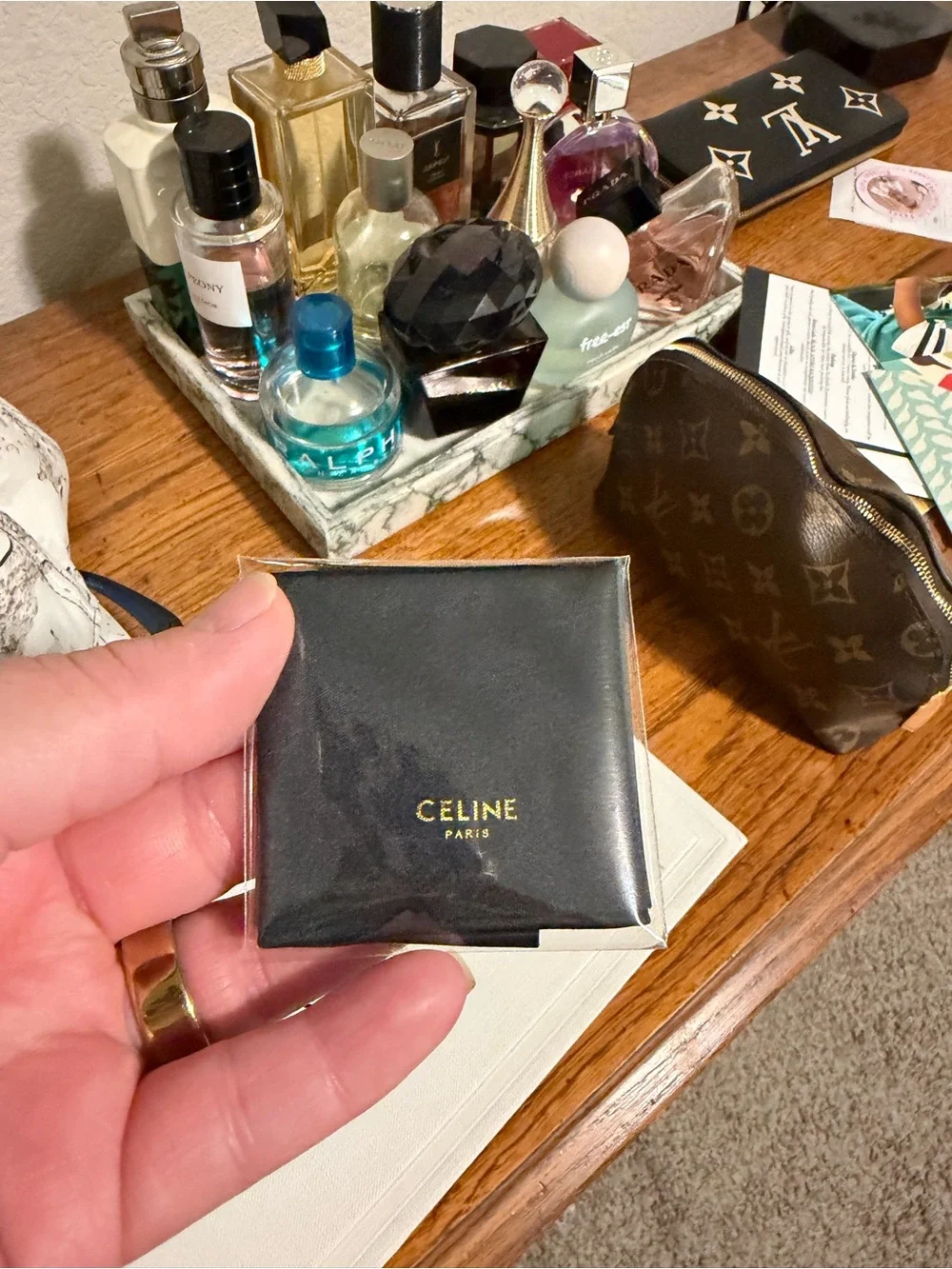 AUTHENTIC Celine Triomphe Metal Oval Sunglasses in Gold and Green